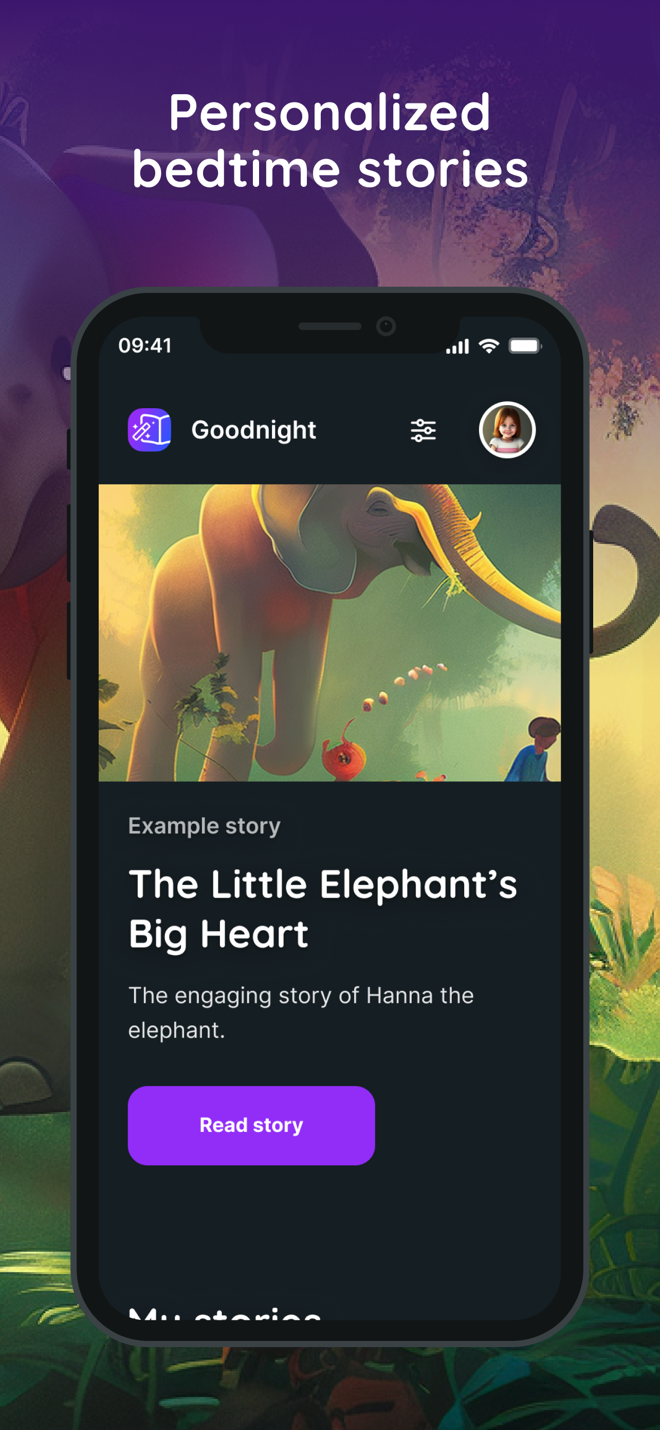 Goodnight AI app screen