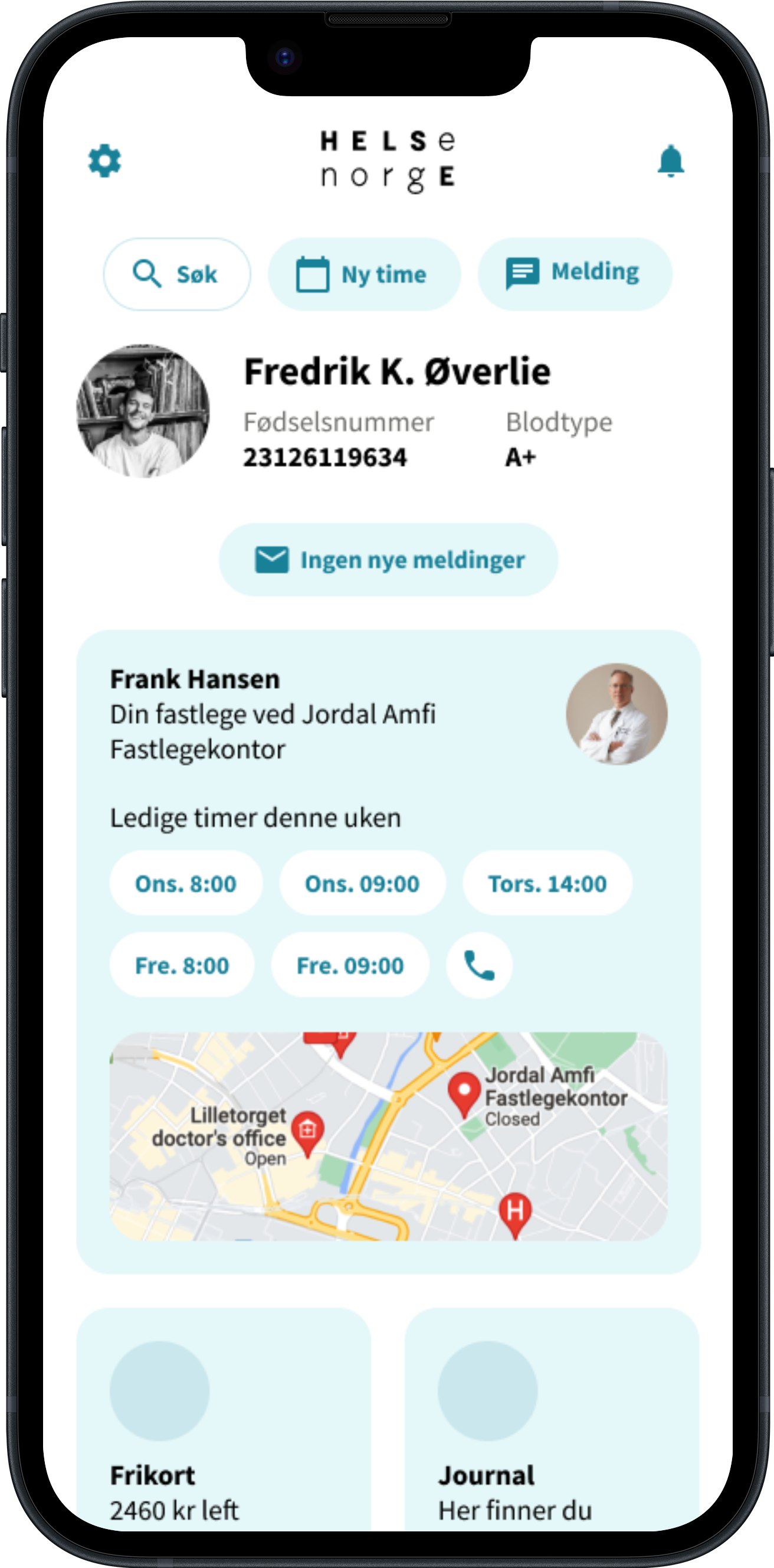 Helsenorge app screen
