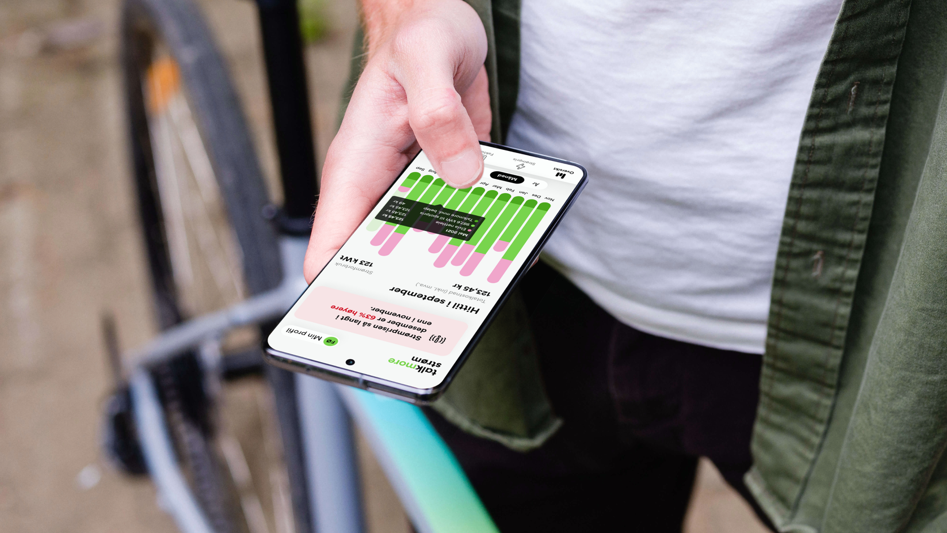 The Talkmore Strøm app on a phone