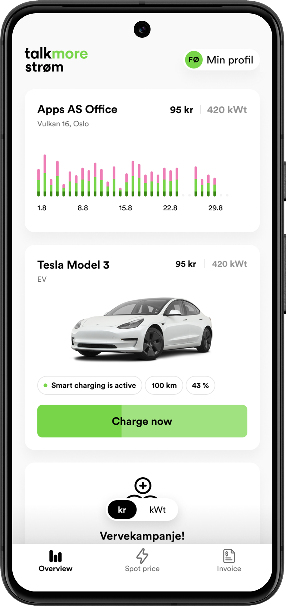 Talkmore Strøm app screen