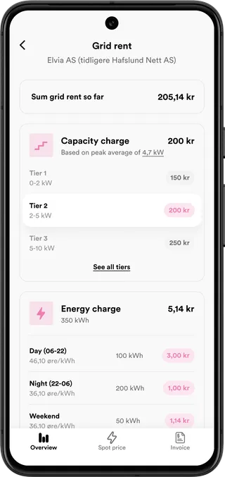 Talkmore Strøm app screen