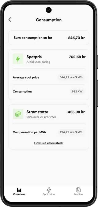 Talkmore Strøm app screen