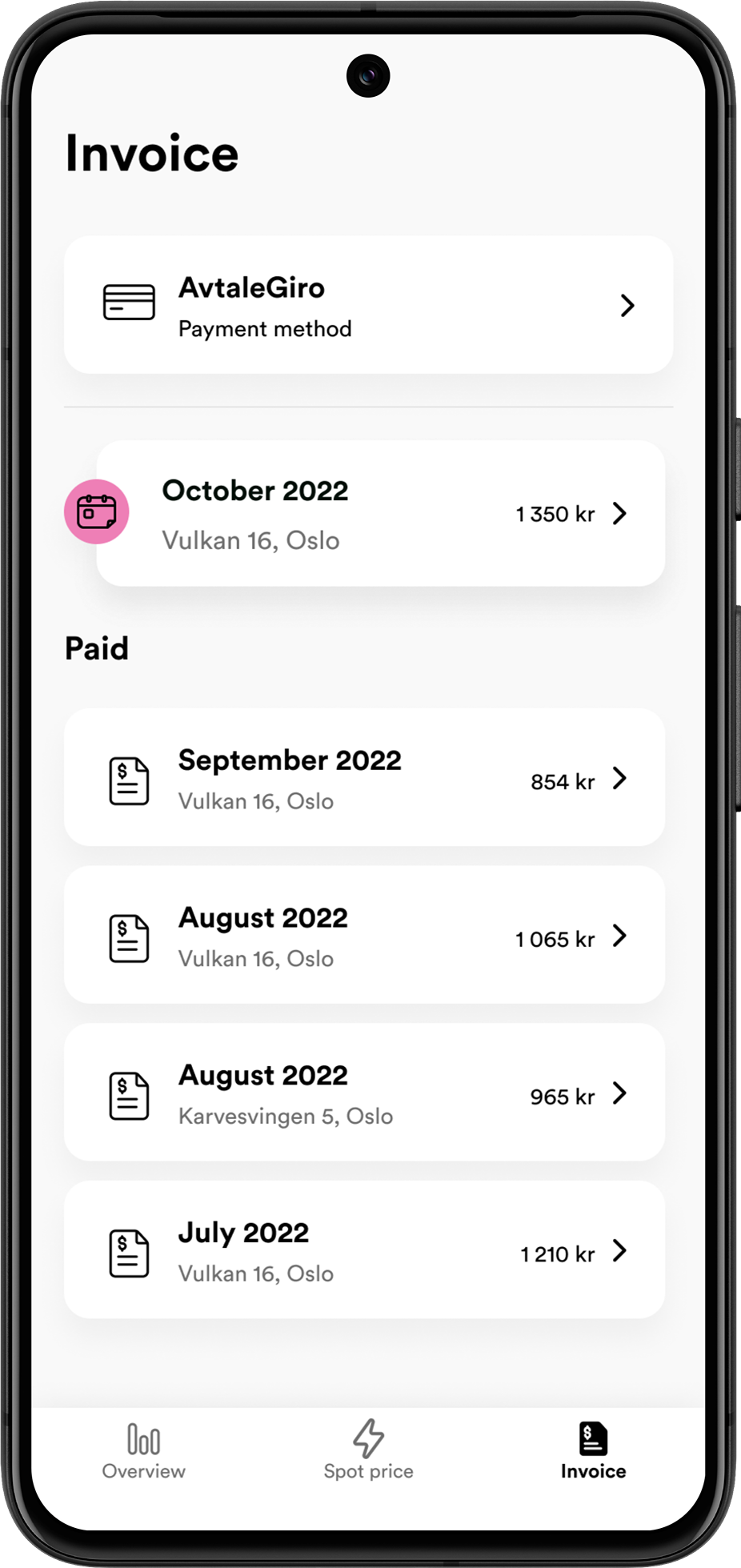 Talkmore Strøm app screen