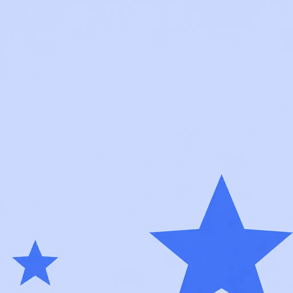 Two blue five-pointed stars, one large and one small, on a pale blue background