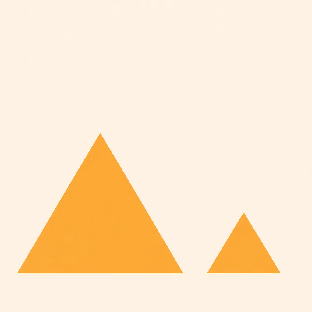 Two orange triangles, one large and one small, on a pale cream background