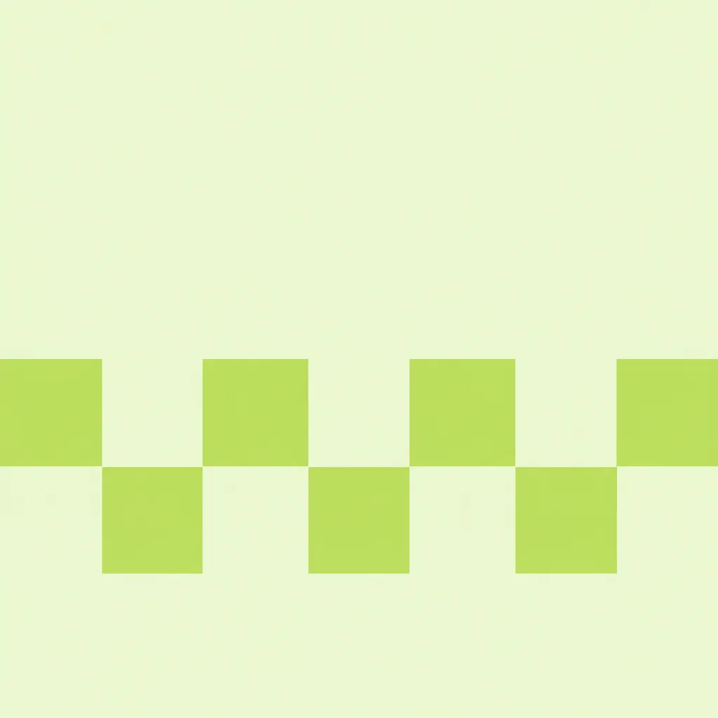 Lime green checkerboard pattern in two rows on a pale green background