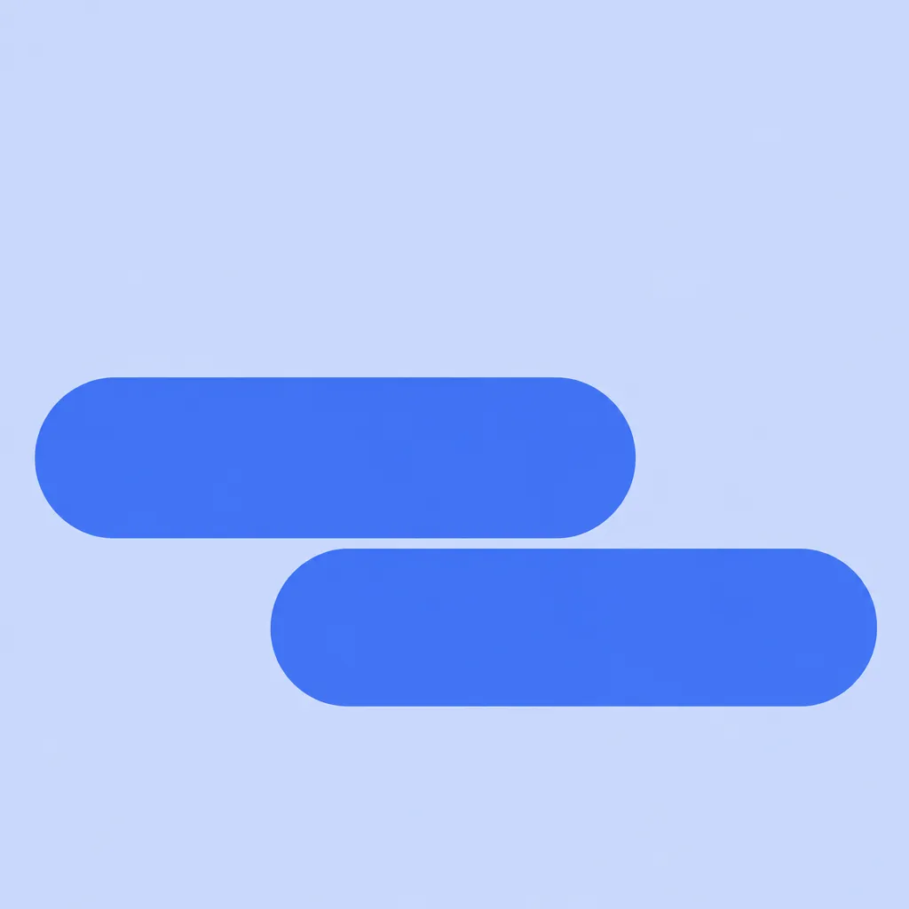 Two blue pill shapes staggered against each other on a pale blue background