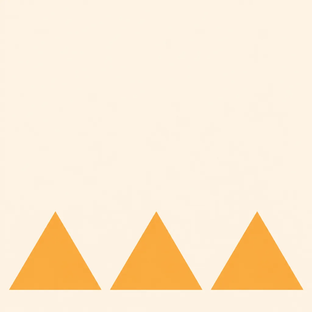 Three orange triangles in a row on a pale cream background
