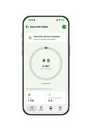 The opening screen of the Walk for Trees app