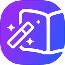 The Goodnight AI logo: an open book with a magic wand and stars