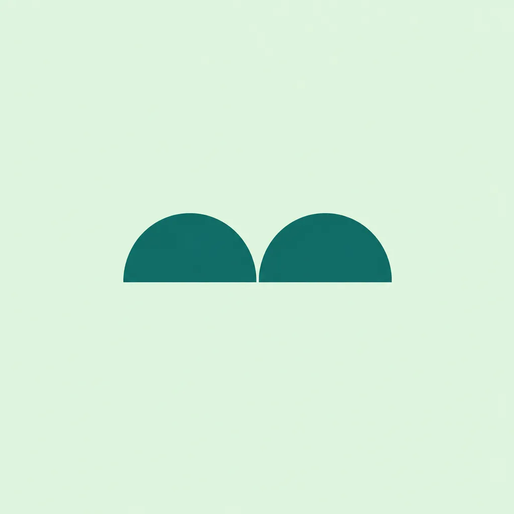 Two teal semicircles side by side on a pale mint background
